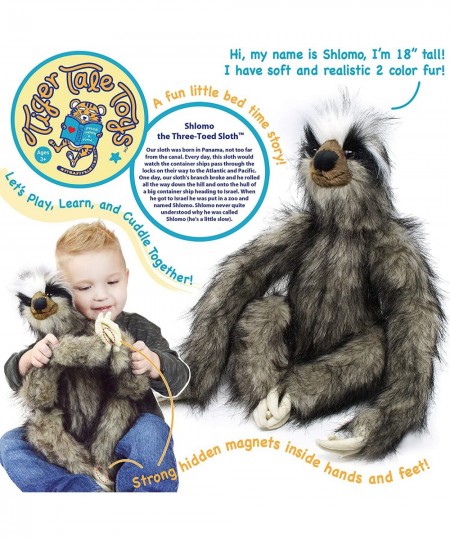 Shlomo The Three-Toed Sloth - 18 Inch Super Realistic Large Stuffed Animal Plush Toy with Magnetic Paws - by Tiger Tale Toys ...